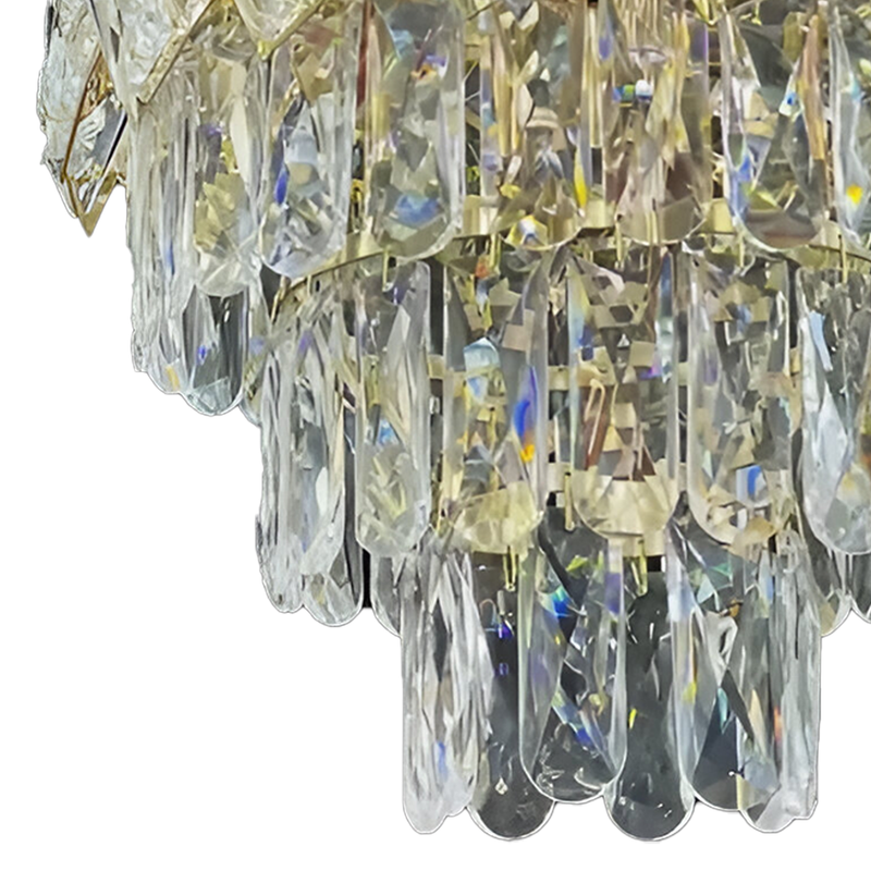 Candelabru Cristal WINDSOR Petito 3xE27, Diametru 30cm, Auriu Lucios, Inaltime Reglabila