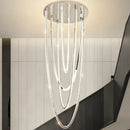 Candelabru LED cu Telecomanda, VEIL, Diametru 80 cm, Inaltime 200 cm,  Lumina Rece/Neutra/Calda, Dimabila, Argintiu, Cristal, Metal