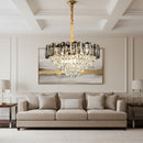 Candelabru Cristal AURUM Magno 12xE14, Diametru 60cm, Inaltime 40cm, Auriu Lucios, Inaltime Reglabila, Design Elegant