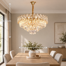 Candelabru Cristal WINDSOR Eleganza 8x E14, Diametru 39cm, Auriu Lucios, Inaltime Reglabila, Metal si Cristal