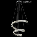 Candelabru LED cu Telecomanda, TWIST, 108W, Diametru 60 cm, Inaltime 120 cm, Lumina Rece/Neutra/Calda, Dimabila, Crom, Cristal, Otel