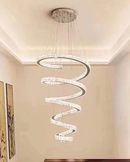 Candelabru LED cu Telecomanda TWIST, 272W, Diametru 80 cm, Inaltime 150 cm, Lumina Rece/Neutra/Calda, Dimabila, Crom, Cristal, Otel