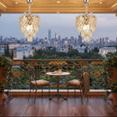 Candelabru Cristal VECTOR Petito 3xE14, Diametru 28cm, Auriu Lucios, Inaltime Reglabila, Metal si Cristal