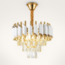Candelabru Cristal VERSAILLES Petito 3xE14, Diametru 30cm, Auriu Lucios si Alb, Inaltime Reglabila