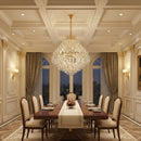 Candelabru Cristal KONIG Supremo, 24xE14, D100 cm, Auriu, Inaltime Reglabila, Metal si Cristal