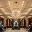 Candelabru Cristal KONIG Supremo, 24xE14, D100 cm, Auriu, Inaltime Reglabila, Metal si Cristal