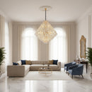 Candelabru Cristal KONIG Grande Supremo, 54xE14, D150 cm, Auriu, Inaltime Reglabila, Metal si Cristal