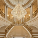Candelabru Cristal KONIG Grande Supremo, 54xE14, D150 cm, Auriu, Inaltime Reglabila, Metal si Cristal
