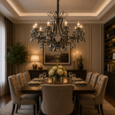 Candelabru Cristal BARO Supremo, Φ92cm, 10xE14, Inaltime Reglabila, Metal si Cristal, Negru