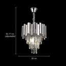 Candelabru Cristal BLOIS Petito 3xE14, Diametru 30cm, Argintiu, Inaltime Reglabila