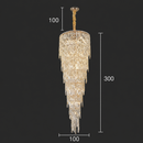 Candelabru Cristal COLLOSEUM, 100xE14, Diametru 100cm, Inaltime Reglabila, Metal si Cristal, Auriu