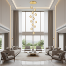 Candelabru Cristal FRAME LED cu Telecomanda, Suspendat, 12 Surse, 36W, Diametru 40cm, Lumina Calda / Neutra / Rece, Inaltime Reglabila, Auriu, Metal si Cristal