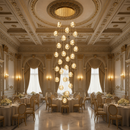 Candelabru Cristal FRAME LED cu Telecomanda, Suspendat, 30 Surse, 90W, Diametru 60cm, Inaltime Reglabila, Auriu, Metal si Cristal