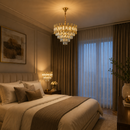 Candelabru Cristal HAMPTON Nobile 5xE14, Diametru 40cm, Auriu Lucios, Inaltime Reglabila