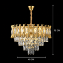 Candelabru Cristal HAMPTON Nobile 5xE14, Diametru 40cm, Auriu Lucios, Inaltime Reglabila
