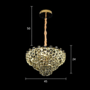 Candelabru Cristal HERT Nobile, 24W, 4xE14,  Inaltime Reglabila, Metal si Cristal, Auriu