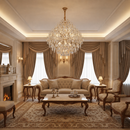 Candelabru Cristal KONIG Regalis, 11xE14, D60 cm, Auriu, Inaltime Reglabila, Metal si Cristal