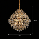 Candelabru Cristal KONIG Regalis, 11xE14, D60 cm, Auriu, Inaltime Reglabila, Metal si Cristal