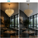 Candelabru Cristal KRAN Magno, 12xE14, Inaltime Reglabila, Metal si Cristal, Auriu
