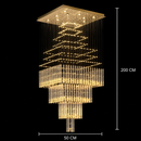 Candelabru Cristal LED 80W FLORENTIA Auriu, Diametru 50cm, Inaltime 200cm, Model Scara