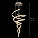 Candelabru Cristal LED IRON MAN, Diametru 60cm, Lumina 3000K/4000K/6000K, Metal si Cristal, Crom Lucios, Inaltime Reglabila