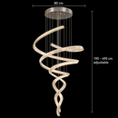 Candelabru Cristal LED IRON MAN, Diametru 80cm, Lumina 3000K/4000K/6000K, Metal si Cristal, Crom Lucios, Inaltime Reglabila