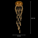 Candelabru Cristal LED Suspendat, 39W, Iustinian, Diametru 60cm, Inaltime Reglabila, Auriu, Metal si Cristal