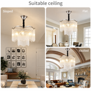Candelabru Cristal MEKELLE Regalis, 18x E14, Diametru 80cm, Metal si Cristal, Crom Lucios, Inaltime Reglabila