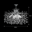Candelabru Cristal PROWES Magno, 10xE14, D60 cm, Crom Lucios, Inaltime Reglabila, Metal si Cristal