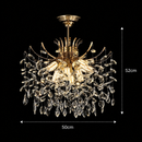 Candelabru Cristal PROWES Eleganza, 8xE14, D50 cm, Auriu, Inaltime Reglabila, Metal si Cristal