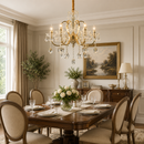 Candelabru Cristal PSE Magno, 6xE14, D61cm, Inaltime Reglabila, Metal si Cristal, Auriu