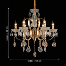 Candelabru Cristal PSE Magno, 6xE14, D61cm, Inaltime Reglabila, Metal si Cristal, Auriu