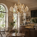 Candelabru Cristal PSE Supremo, 12xE14, D88cm, Inaltime Reglabila, Metal si Cristal, Auriu