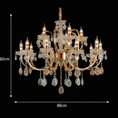 Candelabru Cristal PSE Supremo, 12xE14, D88cm, Inaltime Reglabila, Metal si Cristal, Auriu