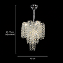 Candelabru Cristal TAGISH Nobile 7xE14, Diametru 40cm, Metal si Cristal, Crom Lucios, Inaltime Reglabila