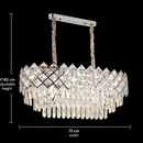 Candelabru Cristal VECTORIA Supremo, 10xE14, Diametru 75x39cm, Crom Lucios, Inaltime Reglabila, Metal si Cristal