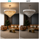 Candelabru Cristal VERSAILLES Supremo 12xE14, Diametru 80cm, Auriu Lucios si Alb, Inaltime Reglabila