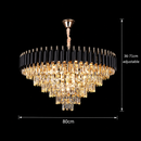 Candelabru Cristal VERSAILLES Supremo 12xE14, Diametru 80cm, Auriu Lucios si Negru, Inaltime Reglabila