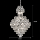 Candelabru Cristal WINDSOR Grande Supremo 14xE14, Diametru 60X90cm, Crom Lucios, Inaltime Reglabila