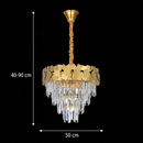 Candelabru Cristal YAKUTSK Eleganza 10xE14, Diametru 50cm, Auriu, Inaltime Reglabila