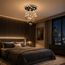 Candelabru LED Cristal ESIK Eleganza, 42W, Lumina Rece/Calda/Neutra, Metal si Sticla, Auriu