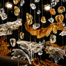 Candelabru LED Cristal ESIK Eleganza, 42W, Lumina Rece/Calda/Neutra, Metal si Sticla, Auriu