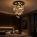 Candelabru LED Cristal ESIK Magno, 63W, Lumina Rece/Calda/Neutra, Metal si Sticla, Auriu