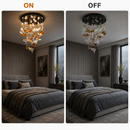 Candelabru LED Cristal ESIK Magno, 63W, Lumina Rece/Calda/Neutra, Metal si Sticla, Auriu
