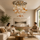 Candelabru LED Cristal ESIK Supremo, 112W, Lumina Rece/Calda/Neutra, Metal si Sticla, Auriu