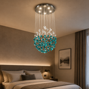 Candelabru LED Cristal OSKEMEN Eleganza, 42W, Lumina Rece/Calda/Neutra, Metal si Sticla, Verde