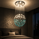 Candelabru LED Cristal OSKEMEN Magno, 56W, Lumina Rece/Calda/Neutra, Metal si Sticla, Verde