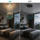 Candelabru LED Cristal OSKEMEN Magno, 56W, Lumina Rece/Calda/Neutra, Metal si Sticla, Verde