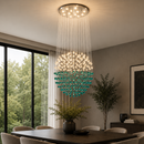 Candelabru LED Cristal OSKEMEN Supremo, 63W, Lumina Rece/Calda/Neutra, Metal si Sticla, Verde