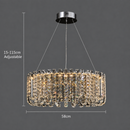 Candelabru LED Cristal TURKMENABAT Magno, Ø58cm, 35W, Lumina Rece/Calda/Neutra, Metal si Cristal, Crom Lucios, Inaltime Reglabila